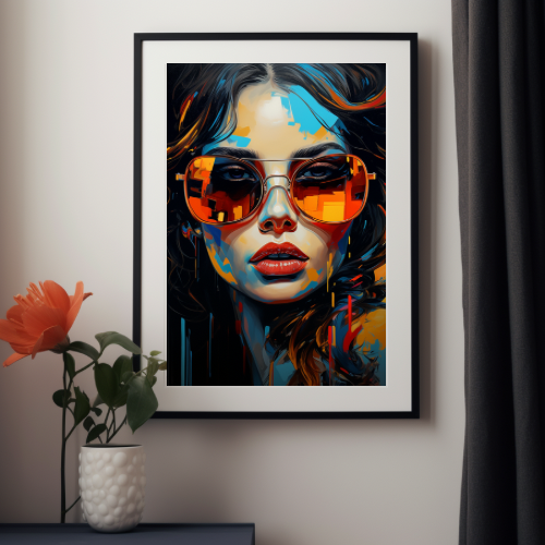 Canvas 30x45 Modern Pin Up Red Sunglasses